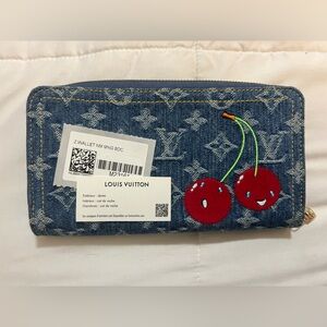 NWT! Louis Vuitton Denim Pouch with Cherry Design